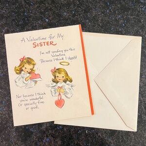 Vintage 50s Valentine Card for My Sister with Envelope Hallmark Cards
